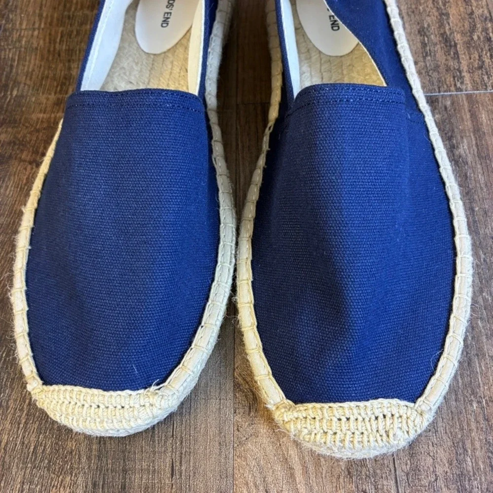 NWOT Lands End Women's Navy Blue Canvas Espadrille Flats Slip On Shoes Sz 11 M